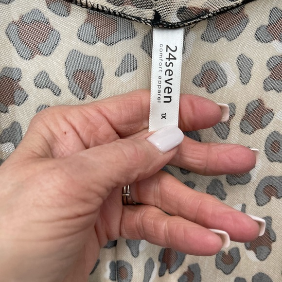 24/7 kimono, leopard print mesh. Ankle length. 3/4 length sleeve. - Picture 5 of 5